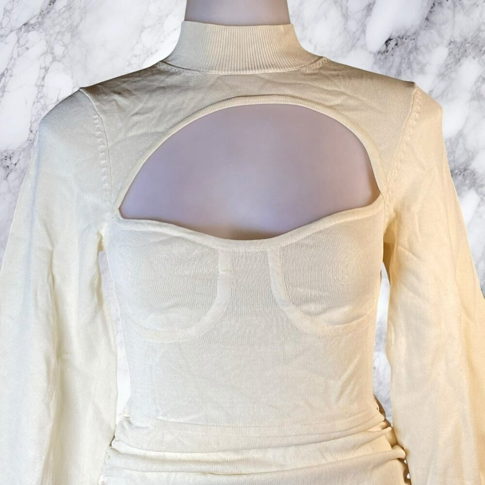NBD Tanner Ruched Mini Dress Ivory - Picture 6 of 12